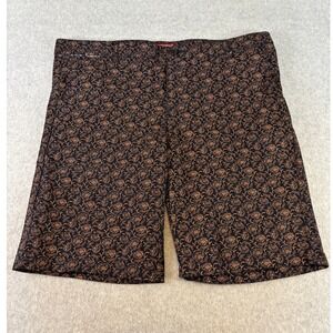Consequence Size 36 Men's Slim Fit Stretch Twill Shorts Navy Tan Roses